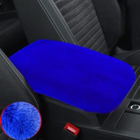 img 2 attached to Forala Auto Center Console Pad Fluffy Coral Fleece Car Armrest Seat Box Cover Protector Universal Fit (L-Blue)