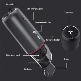 img 2 attached to 🚗 Intsun Car Vacuum Cleaner: High Power, Cordless Handheld Rechargeable Cleaner - Ideal for Household and Car Cleaning, USB Charging Cable Included - Black