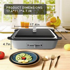 img 1 attached to Mishcdea Electric Griddle Nonstick Multifunctional Hot Plate Indoor Smokeless Grill with Removable Cooking Plate & Hot Pot - 4-Level Temperature Control - 3L, 1200W - Gray