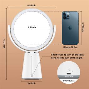 img 1 attached to 💄 Benbilry Lighted Makeup Mirror: 1X/10X Magnifying Double Sided Vanity Mirror with Rechargeable Battery, 52 LED Lights - 7.5 Inch Dimmable Cordless Mirror for Tabletop & Bathroom