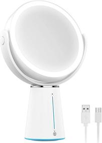 img 4 attached to 💄 Benbilry Lighted Makeup Mirror: 1X/10X Magnifying Double Sided Vanity Mirror with Rechargeable Battery, 52 LED Lights - 7.5 Inch Dimmable Cordless Mirror for Tabletop & Bathroom