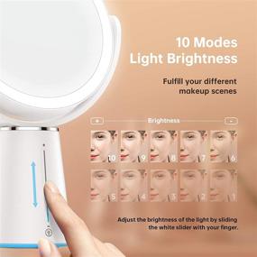 img 2 attached to 💄 Benbilry Lighted Makeup Mirror: 1X/10X Magnifying Double Sided Vanity Mirror with Rechargeable Battery, 52 LED Lights - 7.5 Inch Dimmable Cordless Mirror for Tabletop & Bathroom