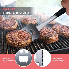 img 1 attached to Heavy Duty Stainless Steel Grill Utensils Set - Spatula, Fork, Tongs, Basting Brush - Premium Barbecue Tools - Complete BBQ Grill Accessories Kit with Gift Box