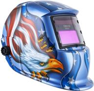 blue eagle design solar power auto-darkening welding helmet with wide lens: adjustable shade range 4/9-13 ideal for mig, tig, arc welding, and grinding - welder mask logo