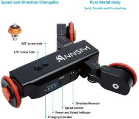 img 2 attached to 📷 ANNSM Upgraded 3-Wheels Heavy Duty Metal Wireless Motorized Camera Dolly: DSLR Cameras, Camcorders, iPhone, GoPro & Smart Phones, Two Bending Wheels, Direction Scales, Side Metal, Black Color