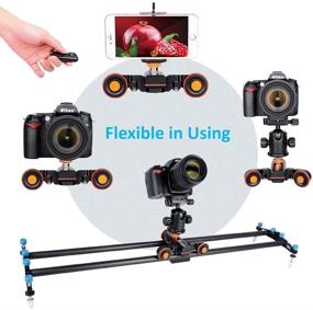 img 3 attached to 📷 ANNSM Upgraded 3-Wheels Heavy Duty Metal Wireless Motorized Camera Dolly: DSLR Cameras, Camcorders, iPhone, GoPro & Smart Phones, Two Bending Wheels, Direction Scales, Side Metal, Black Color