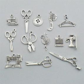 img 1 attached to 🧵 Youdiyla 68 PCS Silver Sewing Charms Collection - Stylish Antique Scissors, Pipes, and Yarn for Unique Jewelry Making (HM3)