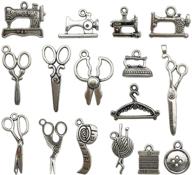 🧵 youdiyla 68 pcs silver sewing charms collection - stylish antique scissors, pipes, and yarn for unique jewelry making (hm3) logo