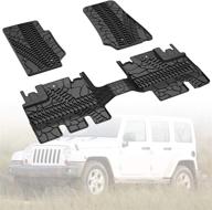 🏞️ medesasi oem floor mat liners for 2007-2013 wrangler jk 4 door - black all-weather guard logo