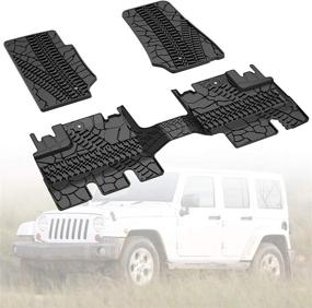 img 4 attached to 🏞️ Medesasi OEM Floor Mat Liners for 2007-2013 Wrangler JK 4 Door - Black All-Weather Guard