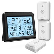 🌡️ oria indoor outdoor thermometer with 3 wireless sensors: digital hygrometer & temperature humidity monitor meter for home, office, bedroom - lcd backlight, black logo