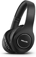 🎧 wireless over ear bluetooth headphones, pollini v5.0 headset with enhanced bass, cushioned memory-protein ear cups and integrated mic for iphone/android smartphone/pc/tv (black) логотип