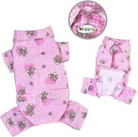 img 2 attached to 🐶 Adorable Pink Klippo Dog/Puppy Teddy Bear Flannel Pamajas/Bodysuit/Overall/Jumper/Romper for Small Breeds