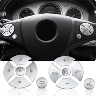 fanzi car steering wheel button trim lnner decoration compatible with mercedes benz c e s class w204 w212 w221 glk x204- silver (model c) logo