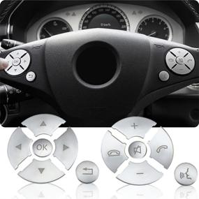 img 4 attached to FANZI Car Steering Wheel Button Trim Lnner Decoration Compatible With Mercedes Benz C E S Class W204 W212 W221 GLK X204- Silver (Model C)