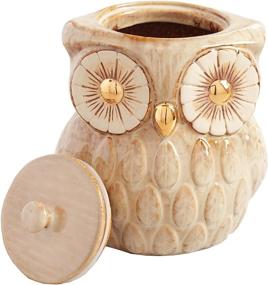 img 1 attached to 🦉 COLIBROX Ceramic Owl Cookie Jar - Rustic Vintage-Antique Look Food Container - Organizational Storage Jar - Metallic Gold - 104 oz