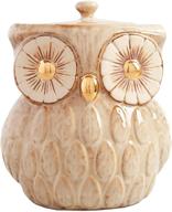 🦉 colibrox ceramic owl cookie jar - rustic vintage-antique look food container - organizational storage jar - metallic gold - 104 oz логотип