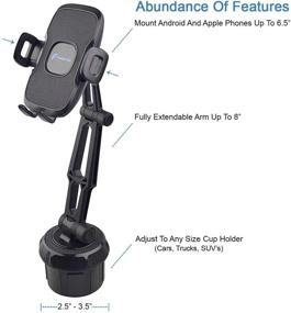 img 3 attached to 📱 Fugetek Car Cup Holder Phone Mount Cradle - Universal Base, Hands-Free, Adjustable, 360 ° Rotatable - Compatible with iPhone 12, 11, XR/XS Max, XS/X, 8/8+, Samsung Galaxy S10, S9, HTC, GPS - Black