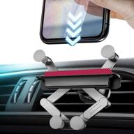 car phone holder, hands-hug air vent mount cradle for cell phone - compatible with iphone 11 pro max / 11 / xr/xs max/x/8/7/se, galaxy s20/s10/s9 and more (red) logo