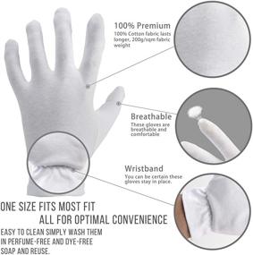 img 2 attached to 🧤 Premium White Cotton Gloves: Ultimate Moisturizing for Overnight Hand Treatment, Women's Bedtime, Lotion, Sleeping, Spa Therapy - Ideal for Eczema, Dry and Sensitive Skin, with Moisture Wristband