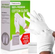 🧤 premium white cotton gloves: ultimate moisturizing for overnight hand treatment, women's bedtime, lotion, sleeping, spa therapy - ideal for eczema, dry and sensitive skin, with moisture wristband logo