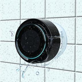 img 4 attached to 🚿 Водонепроницаемые Bluetooth-колонки для душа от HAISSKY - Портативные беспроводные колонки с FM-радио и присоской - Совместимые с телефонами, планшетами и компьютерами - Черно-синие