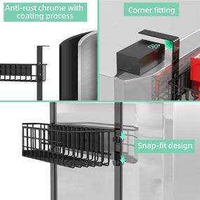 img 1 attached to 🧲 Strong Magnetic 4-Tier Spice Rack with Utility Hooks - Refrigerator and Kitchen Storage Organizer for Seasoning Bottles, Plastic Wraps, and Garbage Bags (Black)