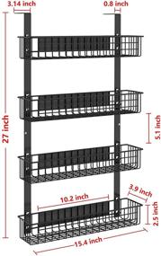 img 3 attached to 🧲 Strong Magnetic 4-Tier Spice Rack with Utility Hooks - Refrigerator and Kitchen Storage Organizer for Seasoning Bottles, Plastic Wraps, and Garbage Bags (Black)