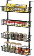 🧲 strong magnetic 4-tier spice rack with utility hooks - refrigerator and kitchen storage organizer for seasoning bottles, plastic wraps, and garbage bags (black) logo