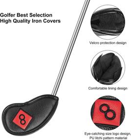 img 3 attached to 🏌️ Premium Golf Iron Head Covers: 11pcs Thicken PU Leather Soft Embroideried Classic Black Edging, Right Handed, Waterproof & Durable - Fits Most Brands (4—9 Pw Aw Sw Lw X)