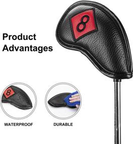 img 2 attached to 🏌️ Premium Golf Iron Head Covers: 11pcs Thicken PU Leather Soft Embroideried Classic Black Edging, Right Handed, Waterproof & Durable - Fits Most Brands (4—9 Pw Aw Sw Lw X)