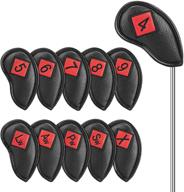 🏌️ premium golf iron head covers: 11pcs thicken pu leather soft embroideried classic black edging, right handed, waterproof & durable - fits most brands (4—9 pw aw sw lw x) logo