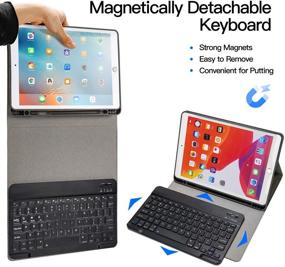 img 3 attached to 📱 Wodswod iPad Keyboard Case for iPad 10.2 2019, iPad 7th Gen Case with Keyboard, Detachable Wireless Keyboard Cover + Pencil Holder for iPad 7th Generation (Black)