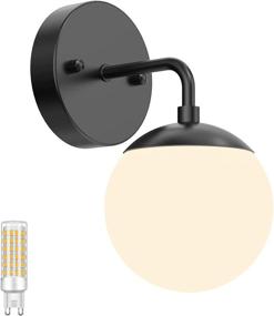 img 4 attached to 🌐 Black Modern Globe Wall Light Sconce - 1-Light for Restaurant, Living Room, Bedside, Stairs, Bathroom Mirror (Includes 3000K G9 Bulb)