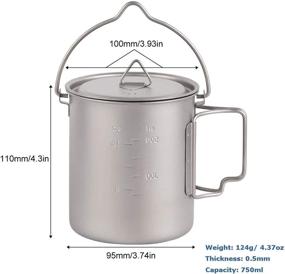 img 1 attached to 🏕️ ATiAP 750ml Titanium Backpacking Pot - Lightweight Portable Camping Pot with Lid, Foldable Handle, and Camp Mug - Ideal for Coffee, Camping, and Outdoor Adventures