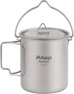 🏕️ atiap 750ml titanium backpacking pot - lightweight portable camping pot with lid, foldable handle, and camp mug - ideal for coffee, camping, and outdoor adventures логотип