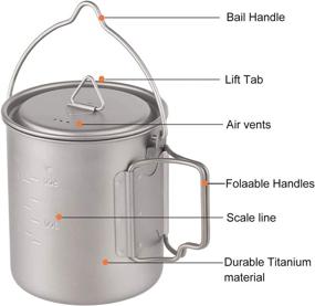 img 2 attached to 🏕️ ATiAP 750ml Titanium Backpacking Pot - Lightweight Portable Camping Pot with Lid, Foldable Handle, and Camp Mug - Ideal for Coffee, Camping, and Outdoor Adventures