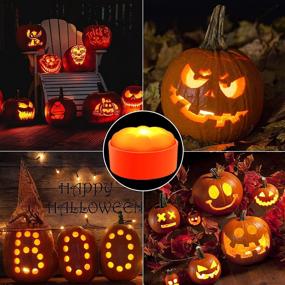 img 3 attached to 🎃 Gogsic Halloween LED Pumpkin Lights - Outdoor Remote Timer, Battery Operated Bright Realistic Flameless Electric Candles - Ideal for Halloween Decor, Jack-O-Lantern Party, Pumpkin Lantern (3 Pack)