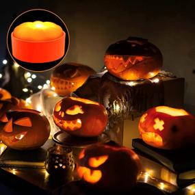 img 2 attached to 🎃 Gogsic Halloween LED Pumpkin Lights - Outdoor Remote Timer, Battery Operated Bright Realistic Flameless Electric Candles - Ideal for Halloween Decor, Jack-O-Lantern Party, Pumpkin Lantern (3 Pack)