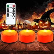 🎃 gogsic halloween led pumpkin lights - outdoor remote timer, battery operated bright realistic flameless electric candles - ideal for halloween decor, jack-o-lantern party, pumpkin lantern (3 pack) логотип