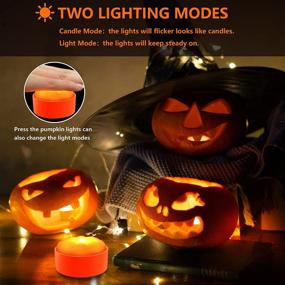 img 1 attached to 🎃 Gogsic Halloween LED Pumpkin Lights - Outdoor Remote Timer, Battery Operated Bright Realistic Flameless Electric Candles - Ideal for Halloween Decor, Jack-O-Lantern Party, Pumpkin Lantern (3 Pack)