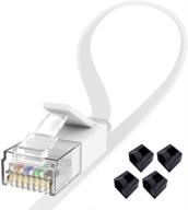 высокоскоростной кабель ethernet cat6 6ft 2pack - белый кабель jaremite lan network с крышкой от пыли, rj45, плоский патч-корд для ps4, маршрутизатора, модема, игр, xbox one. логотип