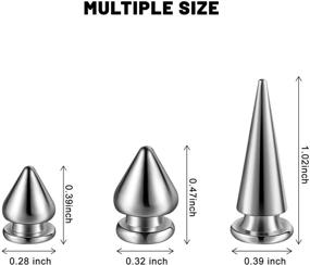 img 2 attached to 🌲 Punk Style Clothing Accessories: 170 Metal Tree Spikes Studs in Multiple Sizes - Large, Medium, and Small Cone Spikes Screwback Studs Rivets for DIY Craft Decoration (Silver)