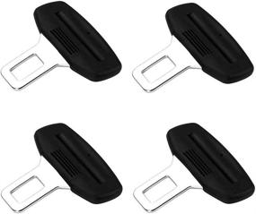 img 4 attached to Universal Buckle Seat Belt Button Stoppers Black
