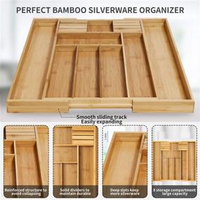 img 2 attached to Bamboo Kitchen Drawer Organizers: 🎍 Cutlery, Silverware, and Flatware Utensil Holder