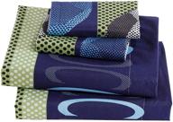 🏀 linen plus soccer themed sheet set for boys/teens - green, blue, black & white sports bedding - twin size flat sheet, fitted sheet & pillow case bundle logo