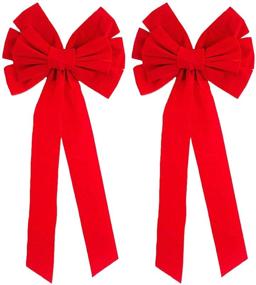 img 2 attached to Black Duck Brand Festive Red Velvet Holiday Christmas 🎀 Bows - 2 Pack, ideal for Holiday Preparations! Size: 14inx29 (Red)