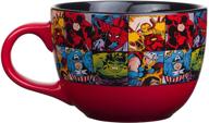 ☕️ multicolor 24-ounce ceramic mug with marvel comics grid design by silver buffalo logo