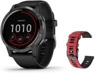 🕓 garmin vívoactive 4 gps smartwatch – new release: lightweight, waterproof, phone-free music, built-in sports apps, smart notifications, advanced sleep monitoring, ghost manta silicon brand logo