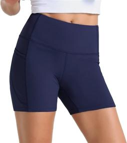 img 1 attached to 🩳 Stay Comfortable and Stylish with Wjustforu Biker Shorts: High Waist Yoga Shorts with Side Pockets for Women's Workout and Running